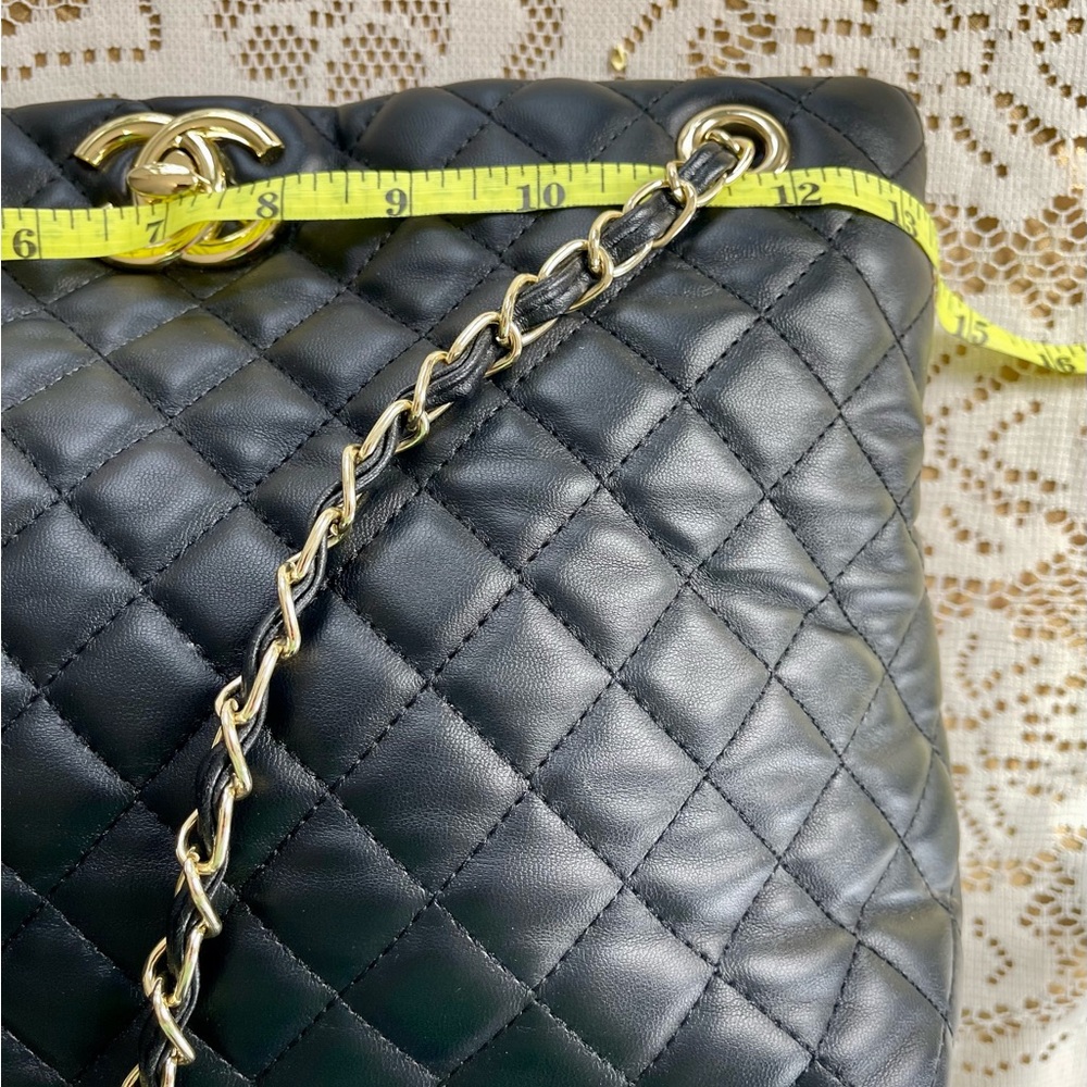 Fashion Inspired Black Quilted Shoulder Bag with Gold Chain - Picture 8 of 11